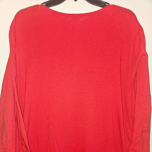 Red Sequin Holiday Party Occassion Top 1X, 3/4 jersey Sleeve - Picture 4 of 4